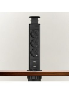   Rejtett elosztó 20430MBU - 3 DB 250 V-OS DUGALJ + 2 USB MATT FEKETE 