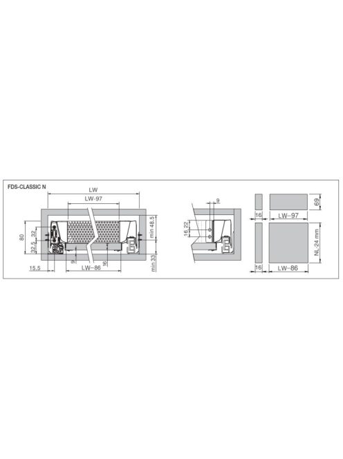 FDS DUPLAFALÚ FÉM FIÓKOLDAL FDS-CLASSIC N 500mm H69 40kg FEHÉR