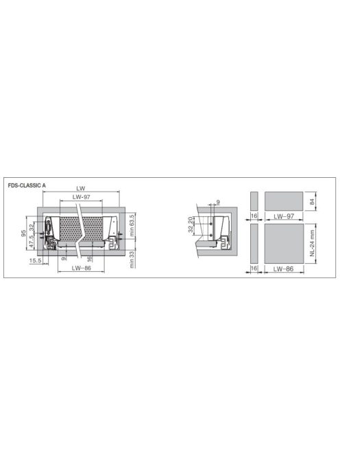 FDS DUPLAFALÚ FÉM FIÓKOLDAL FDS-CLASSIC A 300mm H84 40kg ANTRACIT