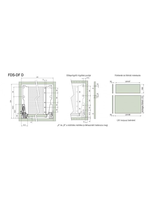 FDS DUPLAFALÚ FÉM FIÓKOLDAL FDS-DF D 500mm MAGASÍTOTT, 40kg FEHÉR