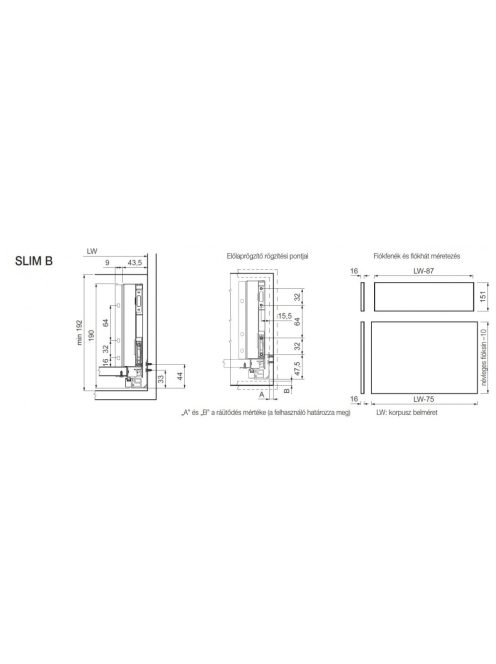 SLIM DUPLAFALÚ FIÓKOLDAL DF-B 350mm ANTRACIT