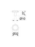 BÚTORFOGANTYÚ WPO761.000.00T2 GOMB, 32MM ANTIK FEKETE
