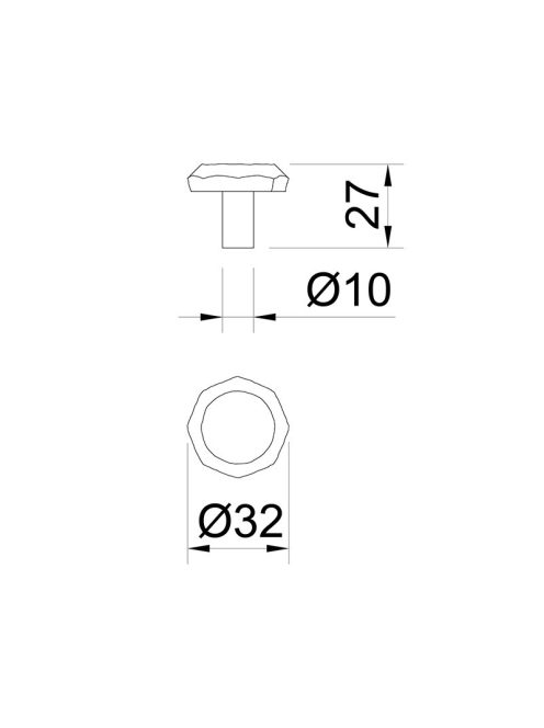 BÚTORFOGANTYÚ WPO761.000.00T2 GOMB, 32MM ANTIK FEKETE