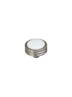 BÚTORFOGANTYÚ P49 GOMB - 34mm ANTIK NIKKEL-FÉNYES FEHÉR