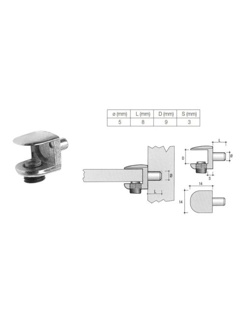 POLCTARTÓ MV08 ÜVEGPOLC TARTÓ 5x22mm NIKKELEZETT