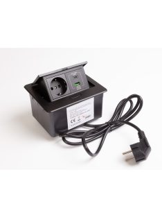    IRODABÚTOR TARTOZÉKOK KONNEKTOR ELOSZTÓ MODULBOX MINI - 1×230V + 2xUSB MATT FEKETE