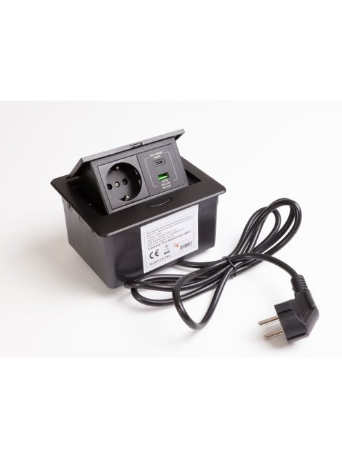  IRODABÚTOR TARTOZÉKOK KONNEKTOR ELOSZTÓ MODULBOX MINI - 1×230V + 2xUSB MATT FEKETE