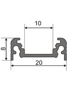 LED profil Surface, fekete, 2m