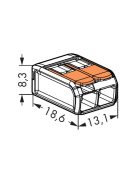 WAGO 221,412 vezeték összekötő sodrott 2-es, átlátszó 0,2-4mm2, 32A