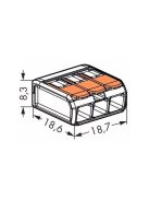 WAGO 221-413 vezeték összekötő sodrott 3-as, átlátszó 0,2-4mm2, 32A