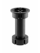 Állítható műanyag bútorláb 100 mm-es, fekete színű, állíthatóság 95-115 mm között