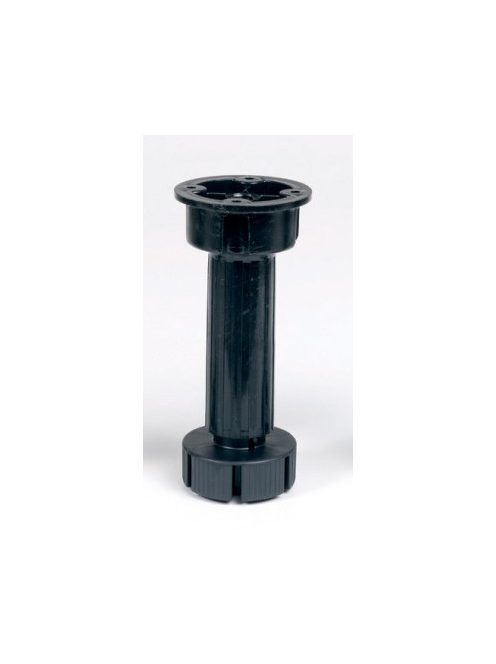 Állítható műanyag bútorláb 120 mm-es, fekete színű, állíthatóság 115-135 mm között