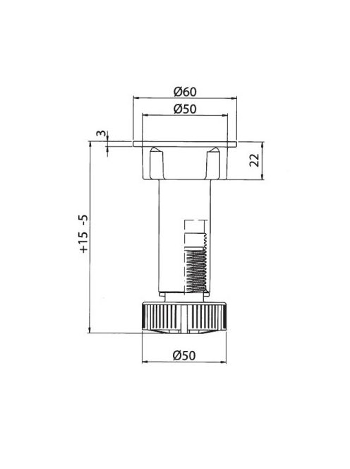 Állítható műanyag bútorláb 120 mm-es, fekete színű, állíthatóság 115-135 mm között