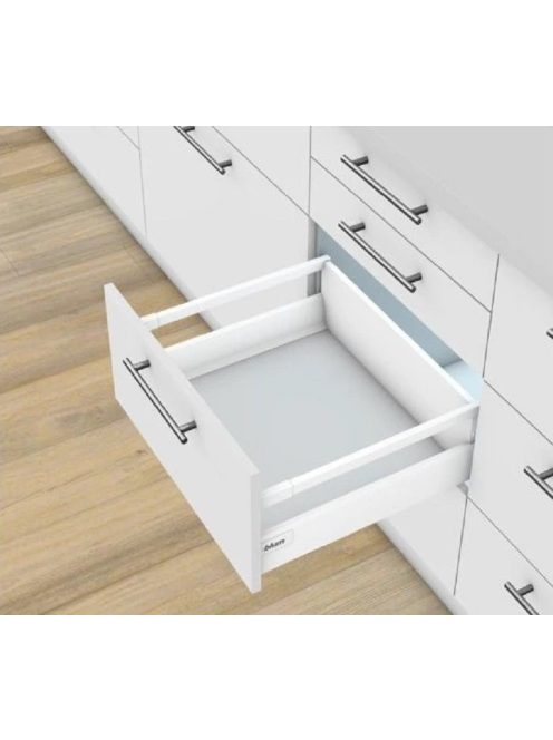 Blum tandembox antaro B 450 Tip-on Blumotion selyemfehér frontkihúzásos 30 kg magasító korlátos fiókrendszer garnitúra 15-30 kg összsúly