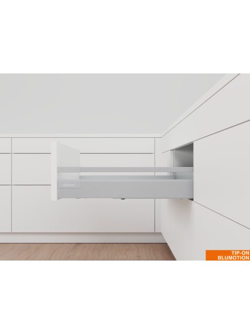 Blum tandembox antaro B 600 Tip-on Blumotion szürke frontkihúzásos 30 kg magasító korlátos fiókrendszer garnitúra 0-20 kg összsúly