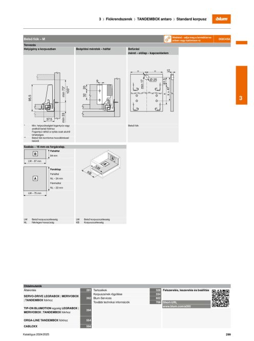 Blum tandembox antaro M 600 Blumotion szürke belső 30 kg telioldalas fiókrendszer garnitúra